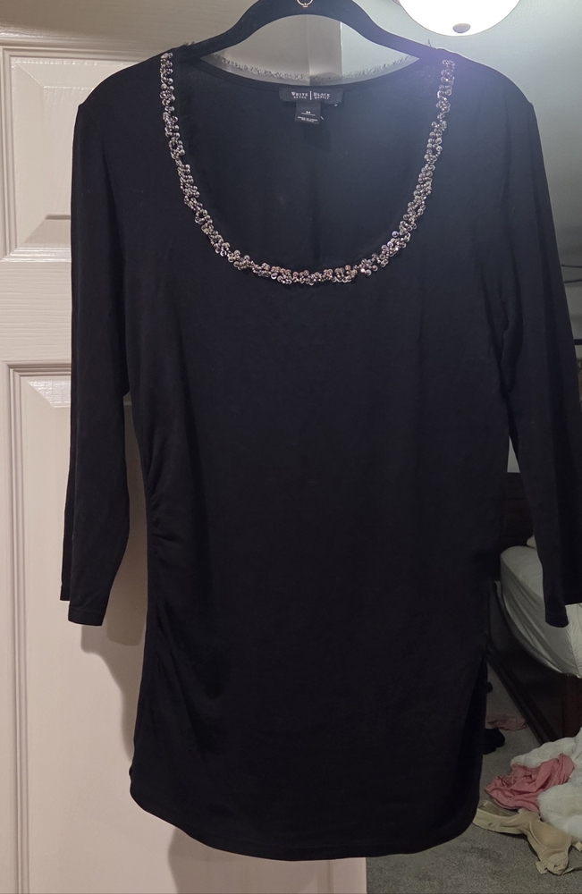 White House Black Market Black Top 3/4 Sleeve Top